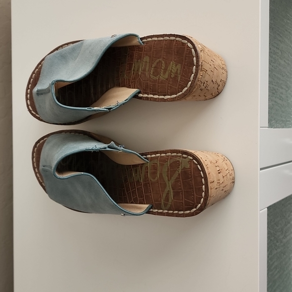 Blue suede and cork Sam Edleman sandal - Picture 2 of 2